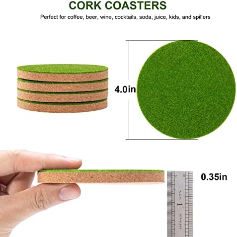 Lawn Drink Coasters Set of 4, Decor Turf Football Coasters Sports Fan
