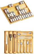 SpaceAid Bamboo Spice Drawer Organizer and Bamboo Silverware Drawer