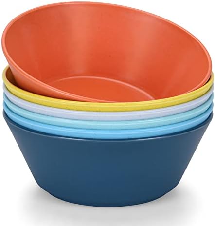 Unbreakable Large Cereal Bowls Set of 6, 32 Ounce BPA-Free Microwave &