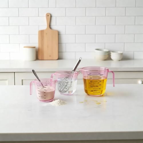 Pink Measuring Cups Set - 3pc 150ml/300ml/600ml