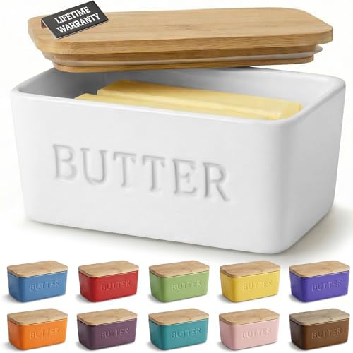PriorityChef Extra Large Butter Dish with Lid for Countertop, Ceramic
