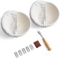 2 Pack Banneton Bread Proofing Basket Set 7.75x3.26 Inch Round Rattan