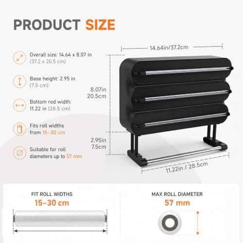 4-in-1 No-Drill & Magnetic Plastic Wrap Dispenser with Cutter