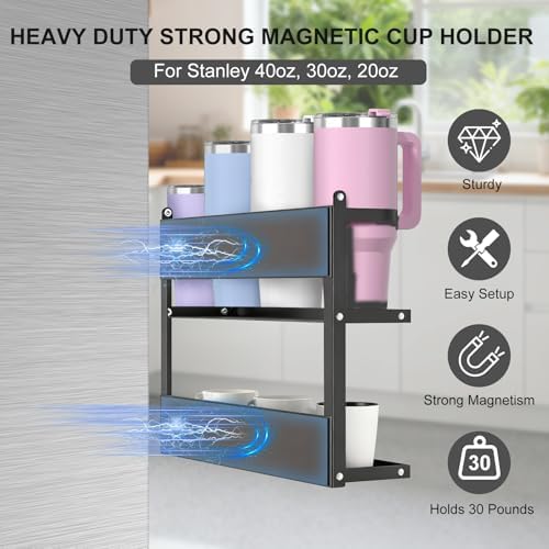 Magnetic Stanley Cup Holder for Refrigerator, Water Bottle Organizer