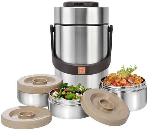 67oz Vacuum Insulated Food Container Set with 3 Stackable Compartments