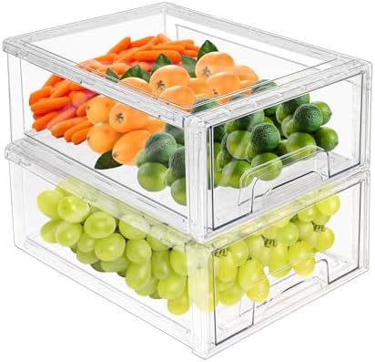 MANO 2Pack Clear Fridge Drawers, Large