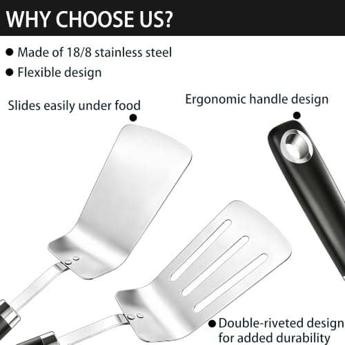 12.7-in Flexible Spatula Set, 18/8 Stainless Steel, 3.5-in Wide Turner