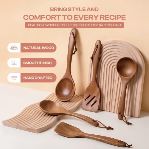SAVVYDIVAH Wooden Kitchen Utensil Set – Non Toxic Mahogany Wooden
