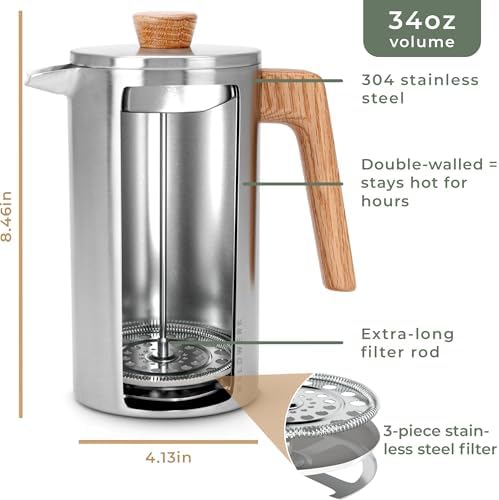 WALDWERK 34 oz Stainless Steel French Press