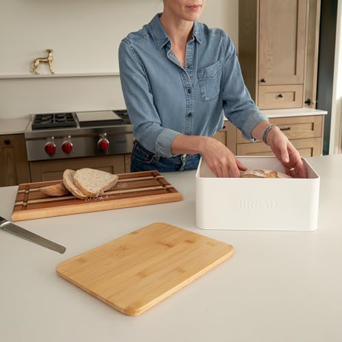ZICOTO Beautiful Bread Box With Wooden Lid For Your Kitchen Countertop