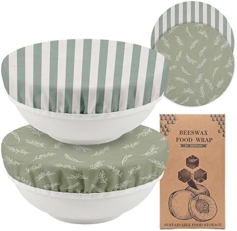 Britimes Beeswax Bowl Covers, 2 Pack, Sage Green