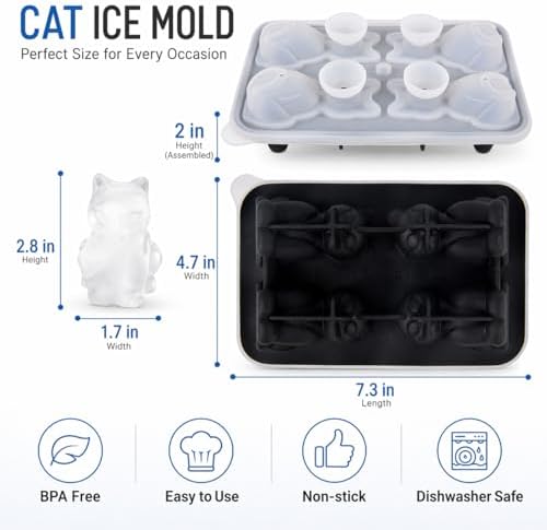 Cat Ice Cube Tray Mold - Cute Fun Ice Molds Gifts for Cat Lovers Women