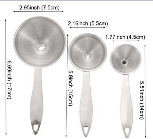 Small Funnels for Filling Bottles, 3 Pcs Stainless Steel Kitchen