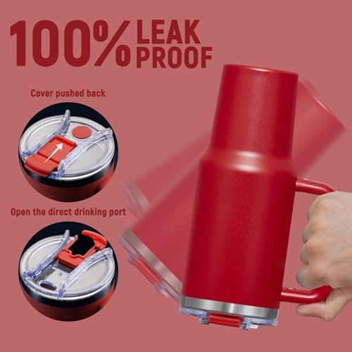 40 oz Tumbler with Handle and Straw Lid,Insulated Reusable Stainless