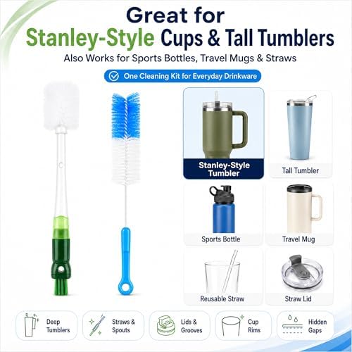 5-in-1 Water Bottle Cleaner Brush Set - 7 Pack, 14.17" Long Narrow