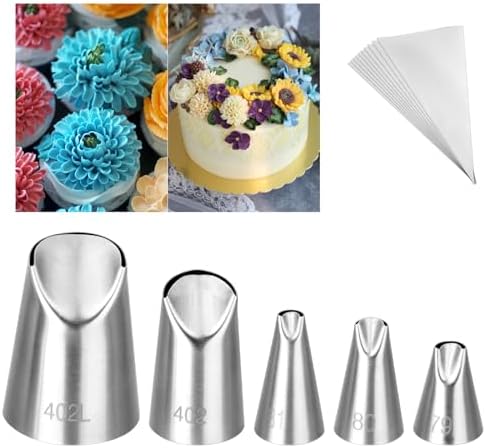 Kasmoire 5Pcs Chrysanthemum Piping Tips Set,Stainless Steel