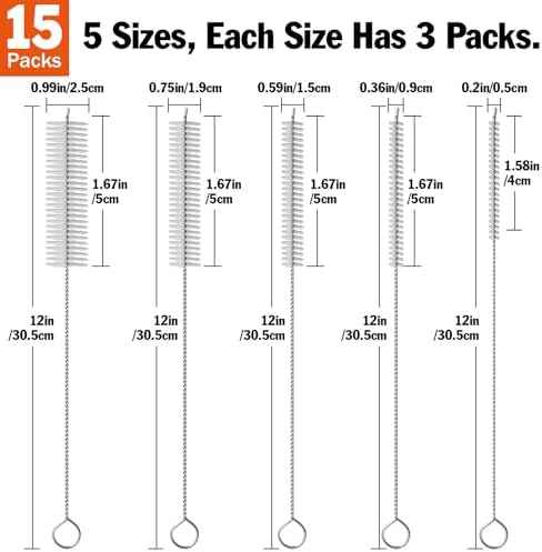 AZEN 15 Pack Straw Cleaner Brush Set, 12 Inch