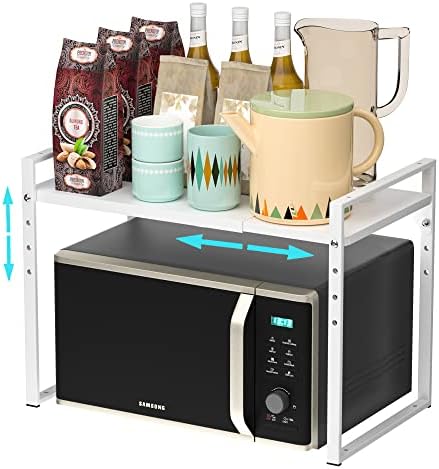 iPEGTOP Extendable Microwave Rack, Adjustable Height, White