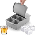 Nax Caki Large Ice Cube Tray with Lid, Stackable Big Silicone Square