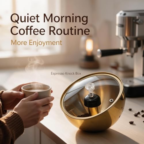 Stainless Steel Espresso Knock Box Coffee Knock Box with Glass Lid and