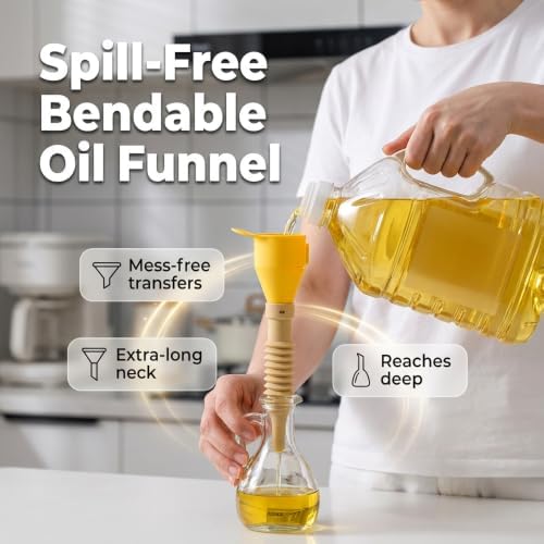 Kitchen Funnel, Silicone Collapsible Funnels for Oil Liquid Transfer