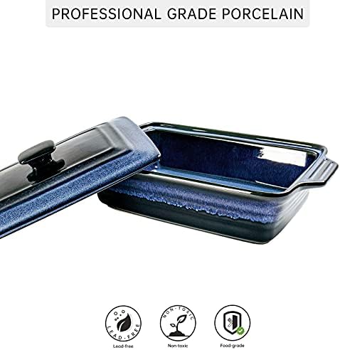 UNICASA 3.2-Quart Blue Ceramic Casserole Dish with Lid