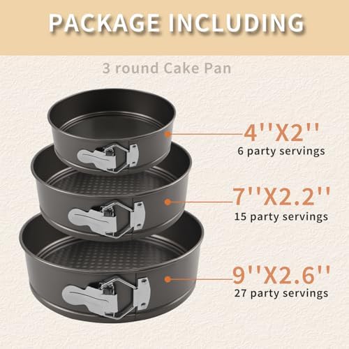 Springform Pan Set, 4" 7" 9" Nonstick Cheesecake Pan, Round Cake Pans
