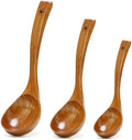 3Pcs Wooden Ladles Serving Spoon Non Toxic Soup Ladle Wood Cooking