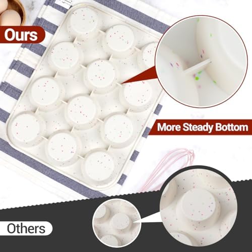 Silicone Muffin Pan, Regular & Mini Size Muffin Pan for Baking 12 Cups