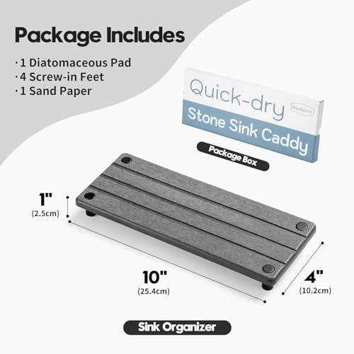 Sink Caddy with Diatomite Stone Tray, 10" x 4"