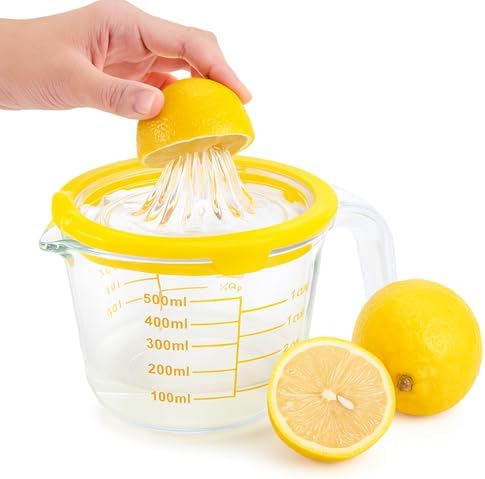 CARTMAN Glass Citrus Lemon Juicer Set, Yellow