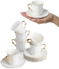 BTaT- Porcelain Espresso Cups Set, 3 oz, 6 Set, Small Coffee Mugs