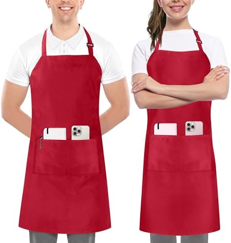 Utopia Kitchen Bib Aprons 2 Pack Adjustable With 2 Pockets 100%