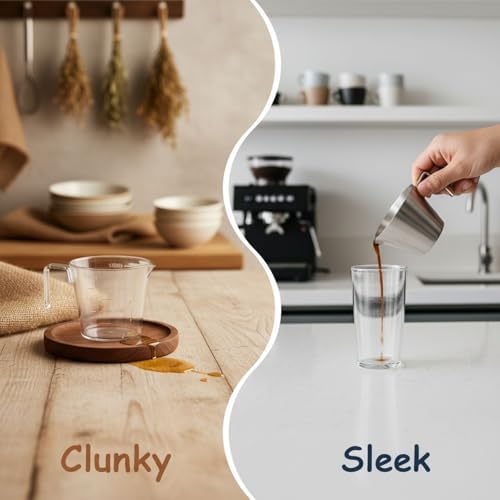 Stainless Steel Espresso Shot Cup Set, 2 Pcs Metal Measuring Cup with