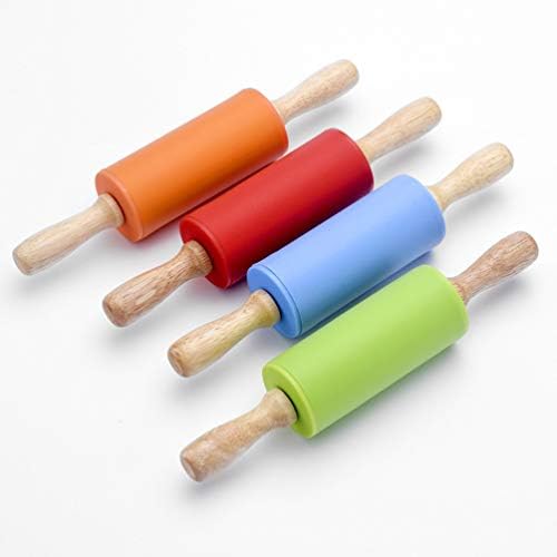 Mini Pin Rolling for Silicone with Wooden Handle Dough Baking
