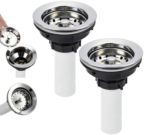 Kitchen Sink Drain Assembly, Basket Strainer with Knob, 3-1/2 Inch