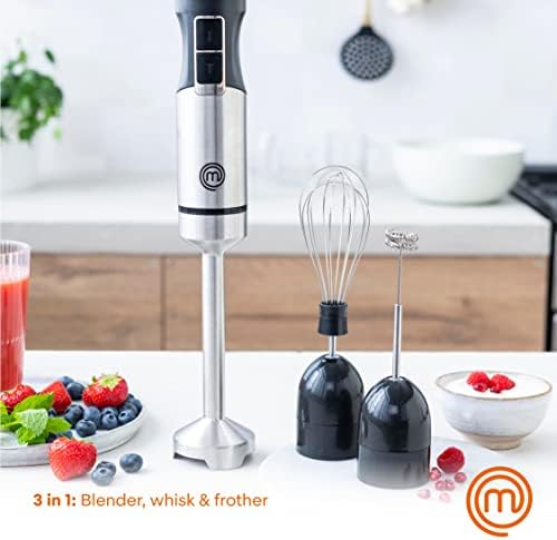 MasterChef Immersion Blender Handheld with Electric Whisk & Milk