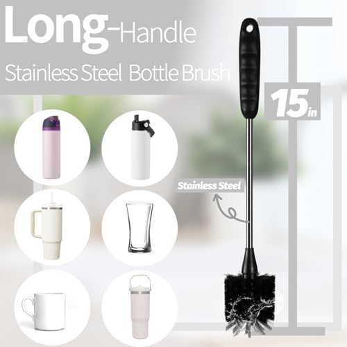 15 Inch Bottle Brush Set - 4 Pack Extra Long Handle Bottle Brush
