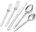 20 Piece Hammered Silverware Set, 18/10 Stainless Steel Flatware Set