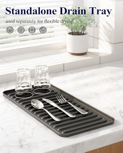 Kitsure Expandable Dish Rack, Medium, Black