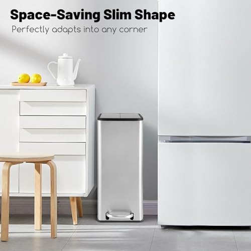 Goplus 12 Gallon Stainless Steel Kitchen Trash Can