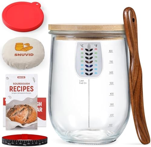 1 L (34 OZ) Glass Sourdough Starter Jar Kit