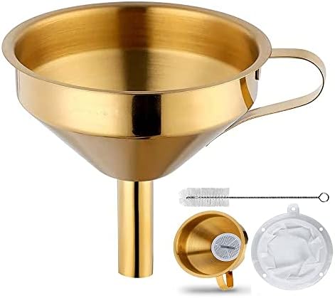 Stainless Steel Funnel Set Gold Kitchen Funnel Small Home Funnel