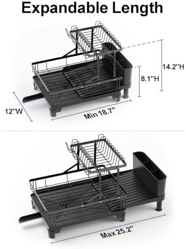 GSlife 2 Tier Dish Drying Rack, Black