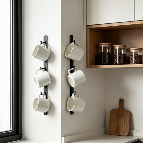 Yohsnor 2PCS Coffee Mug Rack-Hanging Iron Coffee Cup Holder with 6