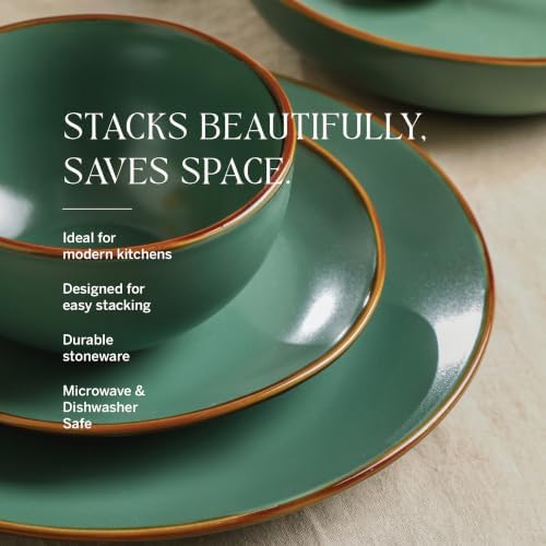 Stone Lain Brasa Modern Stoneware 16 Piece Dinnerware Sets, Plates and