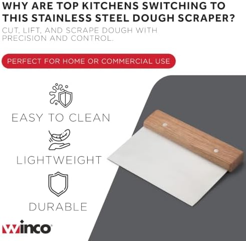 Winco Stainless Steel Dough Scraper with Wood Handle