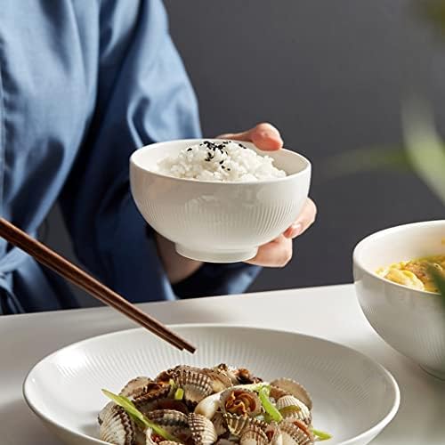 Pasta Bowl Rice Bowl Household Ceramic Salad Bowl White Small Noodle