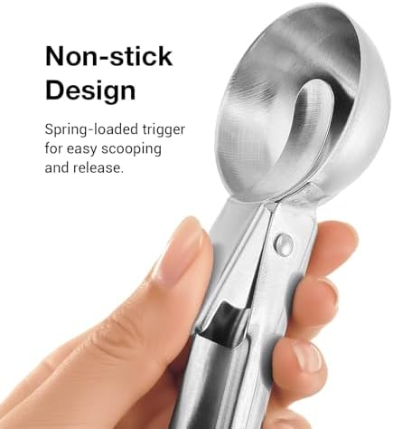 Ice Cream Scoop Set, 2Pcs Metal Ice Cream Scoopers With Trigger