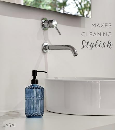 JASAI 18 Oz Blue Soap Dispenser with Black Pump